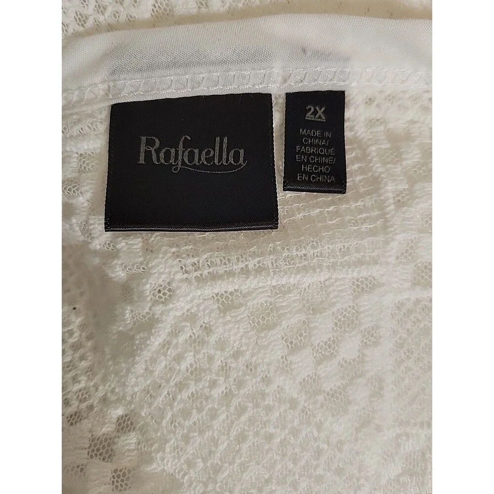 Rafaella White Top See Thru Lace ~ Size 2X ~ Shell/Over Shirt ~ Summer Sun Fun